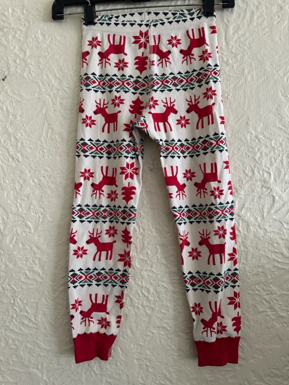 Hanna Andersson Dear Deer Long John Pajama Pants Kids 6 7 Christmas Winter Red